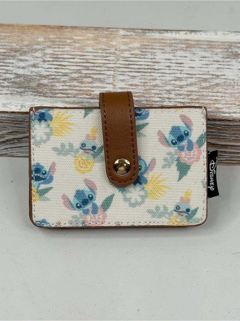 DISNEY LOUNGEFLY Stitch & Scrump Tropical Print Accordion Card Holder Wallet-OS